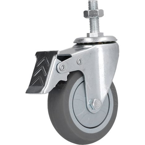 Lot de 4 Roulettes PVC 75mm pour étagères, résistantes à l'usure, capacité de charge élevée, avec frein, pivotantes à tige, durables (1/5)