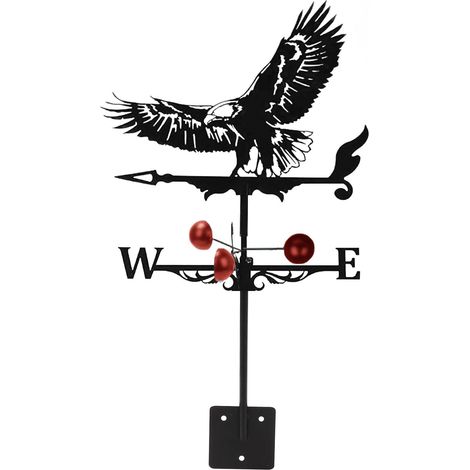 1 Girouette, Aigle volant 3D, Fer, Noir, 33x55 cm, Toit, Jardin, Cour (1/5)
