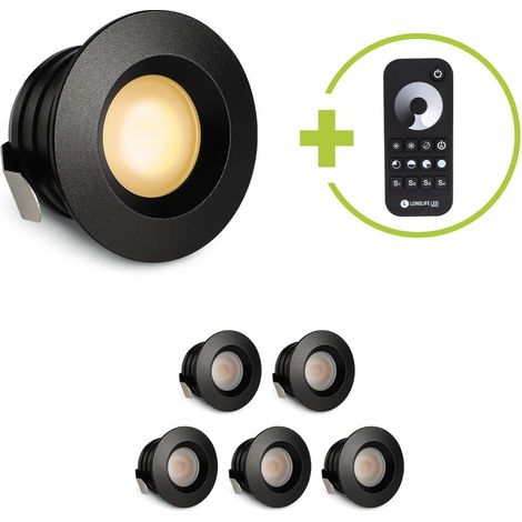 Einbaustrahler Mini flach Torino 3W 2700K IP44 - Farbe: schwarz matt - Anzahl: 6x