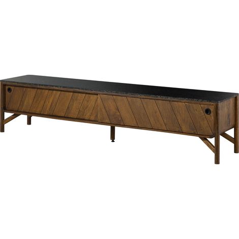 TV-Board Mango braun / schwarz geölt 220x45x50 cm montiert LOS ANGELES 112 (1/3)