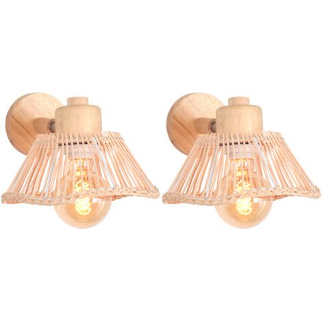 royaluxe- 2PCS Lampe Murale Bambou Applique Murale Intérieure Rétro Luminaire Applique Vintage E27 pour Salon Chambre Bar (1/5)
