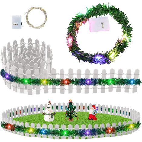 Accessoires de lutin miniature de Noël, clôture de jardin miniature en bois, accessoires de maison de poupée, clôture en bois, clôture de lutin DIY décor de Noël 90 cm (1/5)