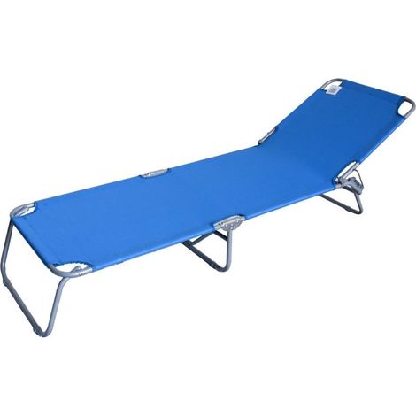 TrAdE Shop Traesio - Lettino Prendisole Pieghevole Senza Parasole Con Schienale Regolabile Brandina Blu 281022 - (1/5)