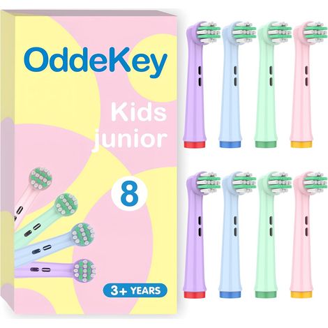 Brossette compatible avec Oral B Enfant, Tete Brosse a Dent pour Pro Kids Pro Junior Electrique, Un Nettoyage Efficace Mais Doux Pour Les Dents Sensibles, Brossette de Rechange Enfant 8 Pièce (1/5)