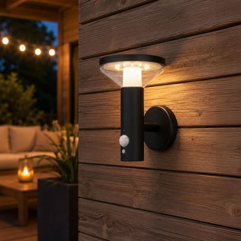 Applique murale solaire Antonia noir 200 lumens avec détecteur de mouvement (1/4)