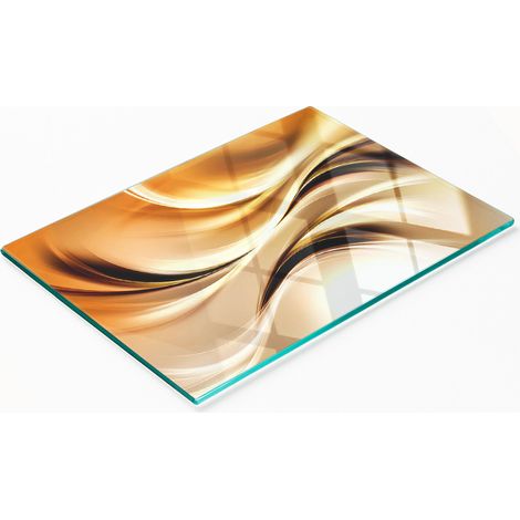 Tablero de vidrio elegante y duradero con estampado de olas abstractas de 80x52 cm. (1/5)