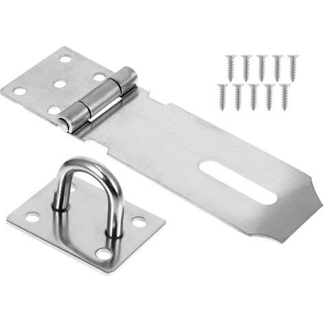 Chiusura per porta in acciaio inox resistente con viti, fermaporta, serratura per cancello, chiusura per capanno, clip per lucchetto - 4 pollici (1/5)