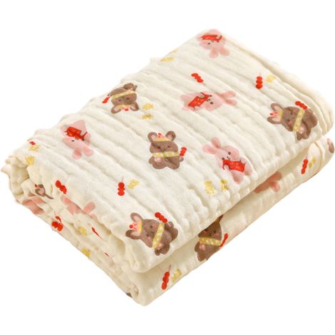2 serviettes de bain bébé, en gaze de coton, douces et absorbantes, pour nouveau-nés et enfants (1/5)