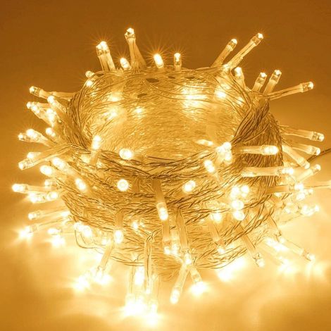 Guirlande Lumineuse Extensible - 100 LED - 33 Pieds - 8 Modes - Pour Décoration Intérieure Et Extérieure - Blanc Chaud (1/5)