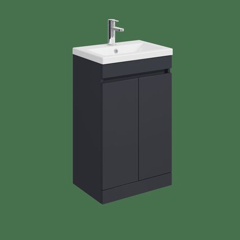 Balterley Tean 500mm Floor Standing 2 Door Compact Unit with Ceramic Basin - Dark Grey