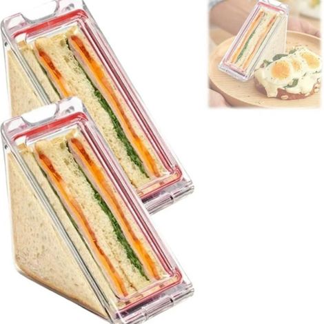 Scatola per sandwich triangolare, scatola per sandwich in plastica riutilizzabile con coperchio (set da 2)
