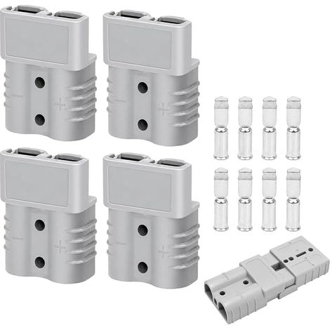 Set di 4 connettori Anderson, 50A 600V, con 8 terminali per batteria, grigio (1/5)