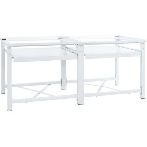 Soporte pedestal doble lavadora con estantes extraíbles blanco vidaXL