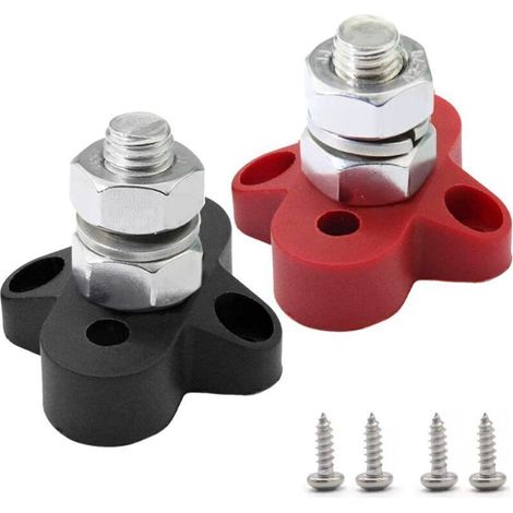 pieces 48V M8 power distribution terminal block positive negative 2 studs battery junction block (1/5)