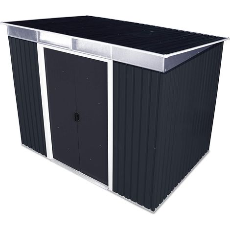 CASETA COBERTIZO METAL JARDIN PENT ROOF 8X6 GRIS DURAMAX (1/4)