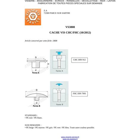 Cache tête Vis CHC FHC Clé de 4 HC4 4.2X13 Nylon RAL5010 (1/2)