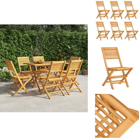 Gartenstühle 6 Stk. Klappbar 47x62x90 cm Massivholz Teak - Teakholzgartenstuhl - Klappbarer Gartenstuhl - Gartenstühle Set - Outdoor Möbel - Balkonmöbel (1/5)