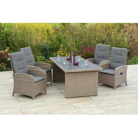 Atrani Set 5tlg 4 Sessel Auflagen 1 Tisch 200x100cm