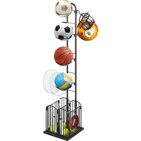 Porte Ballon Basket,Organiseur de Basket-Ball,Rangement De Matériel De Sport pour Garage,Organisateur D'équipement De Sport,Support De Rangement pour Ballon (1/5)
