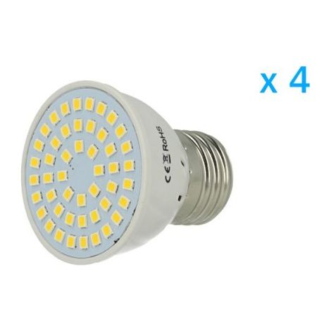 4 PZ Lampade Led E27 Spot 3W=30W Bianco Freddo Diametro 50mm Con 48 smd 2835