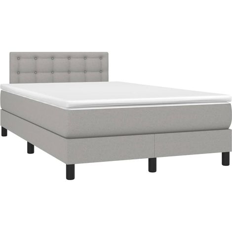 Struttura letto LED con coprimaterasso testiera boxspring 120x200 cm tessuto grigio chiaro TDL0207894