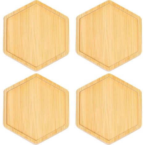 Juego de posavasos de madera (4 piezas): posavasos hechos a mano, gruesos y resistentes al calor, adecuados para oficinas, bares y casas de campo. - Posavasos de bambú natural únicos para proteger la (1/5)