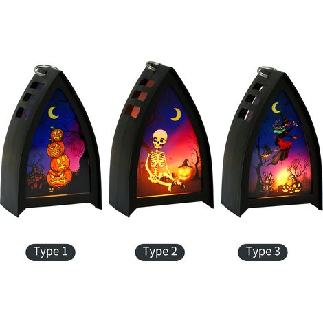 Lanterne LED Halloween Fée avec Piles, Guirlande Lumineuse Décoration Intérieure Extérieure Pour Maison Fête Cour (1/2)