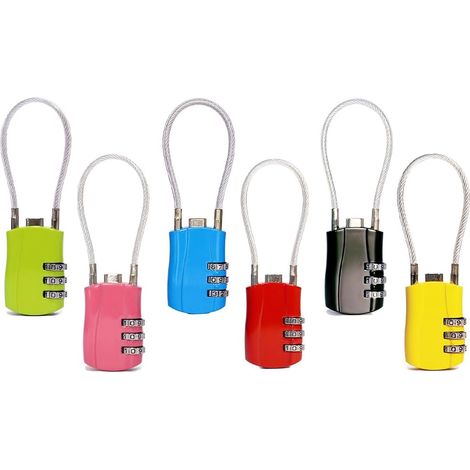 6 Pièces Cadenas Code à 3 Chiffres, Cadenas Valise Avion Petits, Cadenas code 3 chiffres, Antivol pour Bagages, pour Extérieur Voyage, Bagage Camping Casier (Couleur Aléatoire) (1/5)