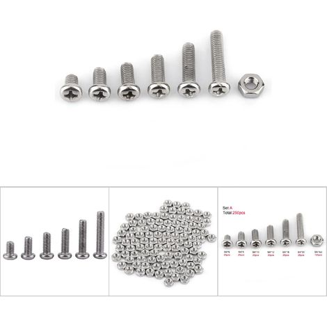 Vis inoxydables M4 tête bombée avec écrous et boulons, assortiment de visserie en acier inoxydable SS304 (1/5)
