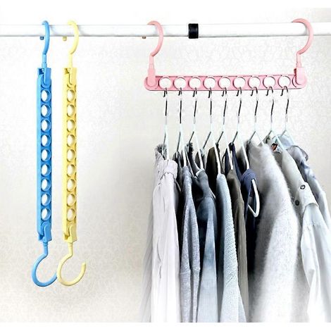 Organisateur de rangement pliable circulaire à 9 trous pour vêtements, portant multifonctions en plastique rotatif, gain de place pour la maison (1/2)