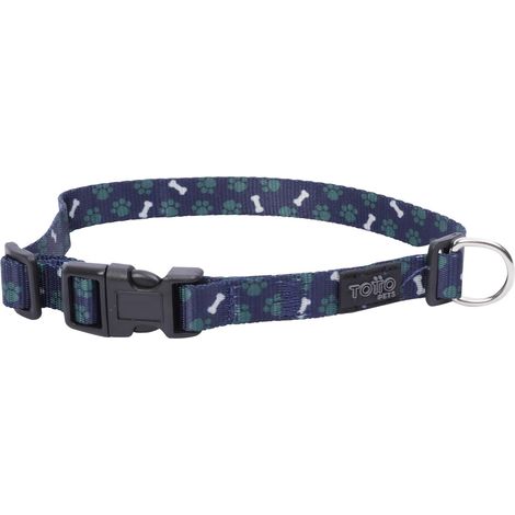 Collier pour Petits Chiens, modèle Mylu, Taille XS, Collier réglable pour Chien, ferrures résistantes, Plaque de sécurité, Anneau de Type D pour Laisse, imprimé os Bleu et Vert (1/3)