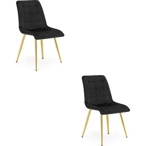 Chaise - leobert - split - velours noirpieds dores - lot de 2 211770220