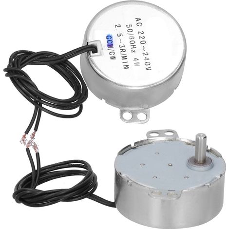 Lot de 2 Moteurs Synchrones Micro 4W AC 220-240V 2,5-3 tr/min Commande Unidirectionnelle Sens Horaire Pièces Mécaniques (1/5)