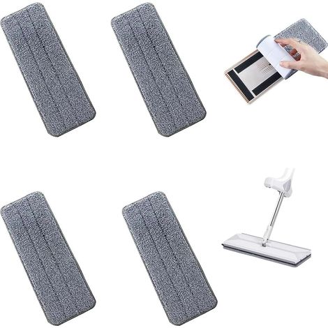 Almohadillas de repuesto para cabezal de mopa, 4 unidades. Almohadillas de microfibra lavables para limpieza en húmedo, ideales para el hogar, la oficina, suelos de madera, mármol y baldosas. (1/5)