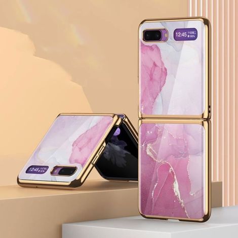 Coque pour Samsung Galaxy Z Flip ultra-mince anti-Scratches Verre Coque Violet Rose (1/4)