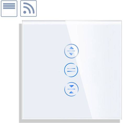 Control de persianas táctil + WiFi KOOB frontal cristal blanco