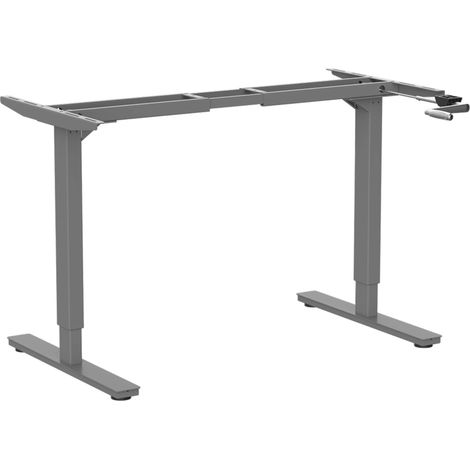 Bureau réglable en hauteur par manivelle, largeur réglable, pour tous les plateaux de table courants, gris, sans plateau de table (1/5)