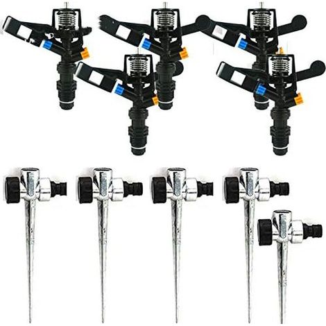 5 Stück Sprinkler 1/2'' 7 bis 13 m + Metallischer Regnerhalter (1/2)