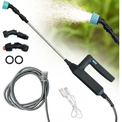 Pulvérisateur d'eau électrique pour plantes avec tige télescopique de 60 à 110 cm et 3 buses de brumisation. pulvérisateur à piles - tuyau de 5 m (1/4)