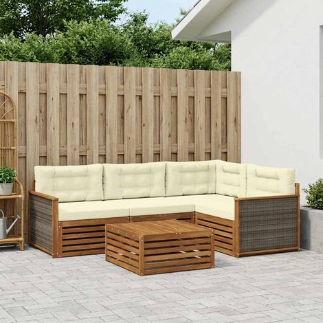 vidaXL Outdoor-Sofagarnitur mit Kissen 5 pcs Natur und Creme (1/5)