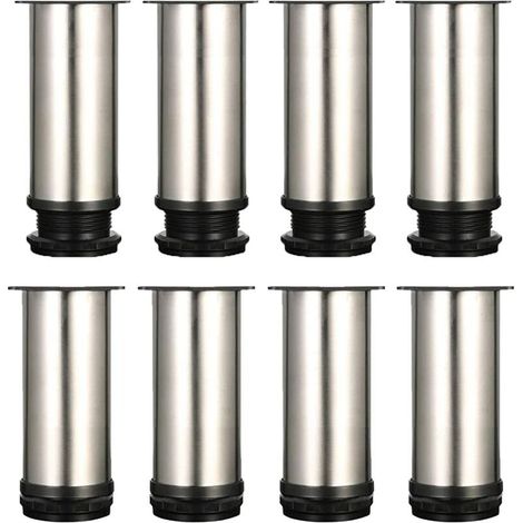 Gambe per mobili 8 piedini regolabili Altezza 120 mm Gambe per mobili addensate Gambe per tavoli Gambe per mobili. Acciaio inossidabile spazzolato. Altezza regolabile 0-15 mm Vieni con viti in acciaio (1/5)