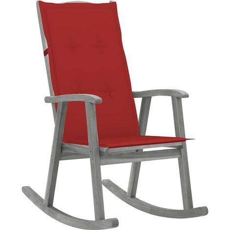 vidaXL Silla mecedora con cojines madera maciza de acacia gris (1/5)