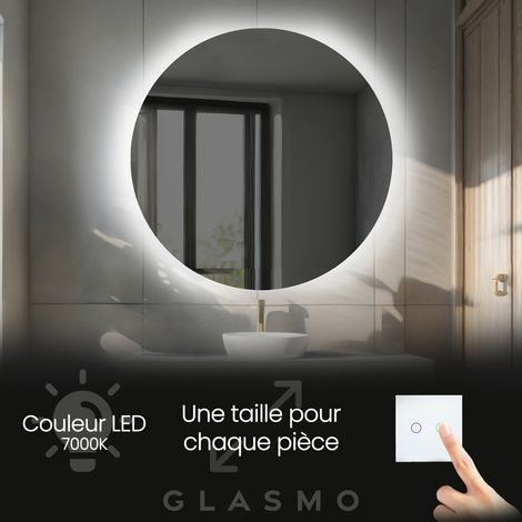 Miroir Salle de Bain LED 100 cm Elsie - Rond Miroir Mural Avec Éclairage Intégré Miroir Lumineux - Blanc Froid 7000 K (1/5)