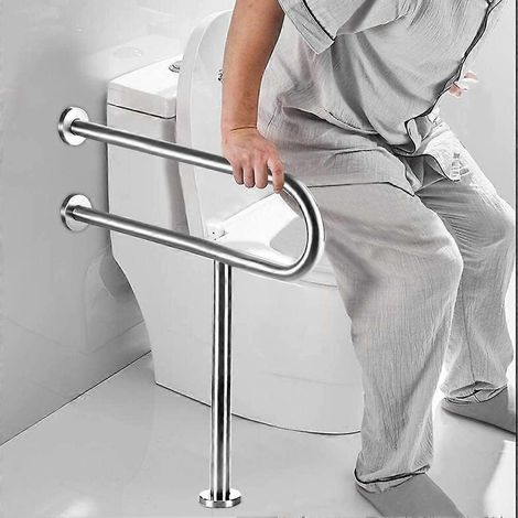 Toilettes pour personnes handicapées avec pieds, barre de sécurité, poignée de soutien (supporte 200 kg), barre d'appui, barre de sécurité pour toilettes, barre de levage pour toilettes (1/5)