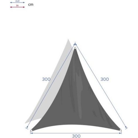 Voile d'ombrage triangulaire "Curacao" blanc 3x3x3m en polyester - Hespéride (1/5)