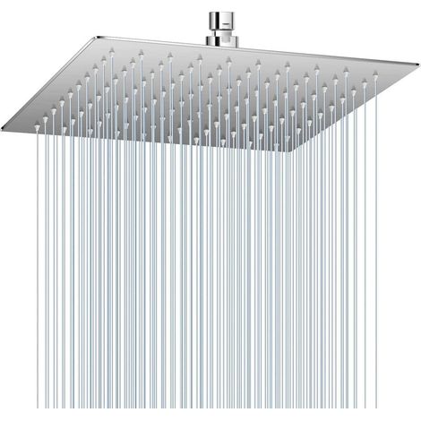 Regendusche 25cm Quadrat Gebürstetes Nickel, Edelstahl, Wassersparend, Antikalk Düsen (1/5)