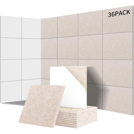 Square Acoustic Panels Pack of 36 34.88 m² Light Camel Stickers (1/5)