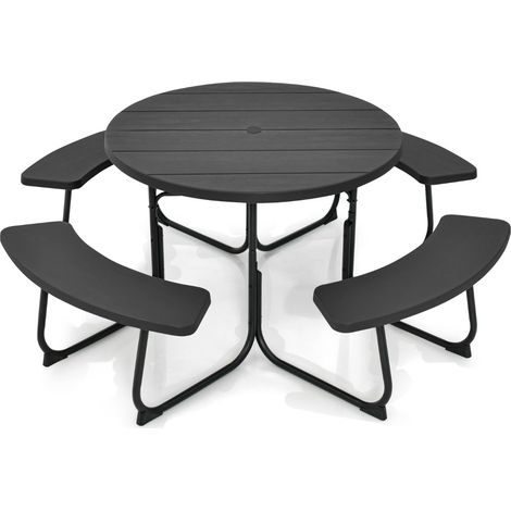Ensemble de Pique-nique avec 4 Bancs Intégrés 190x76cm Noir CWXT7033 DESIGN IN (1/2)