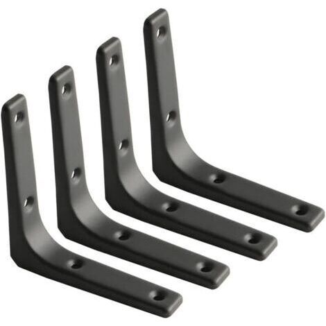 Équerre Étagère Murale, Équerre Métal Mat Noir, Support Étagère Métal pour Déco Cusine, Équerre Charge Lourde, 100mm100mm, 4pcs (1/4)