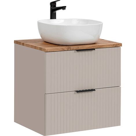Waschtisch 60cm Adriel mit 2 Schubladen, Beige (1/5)